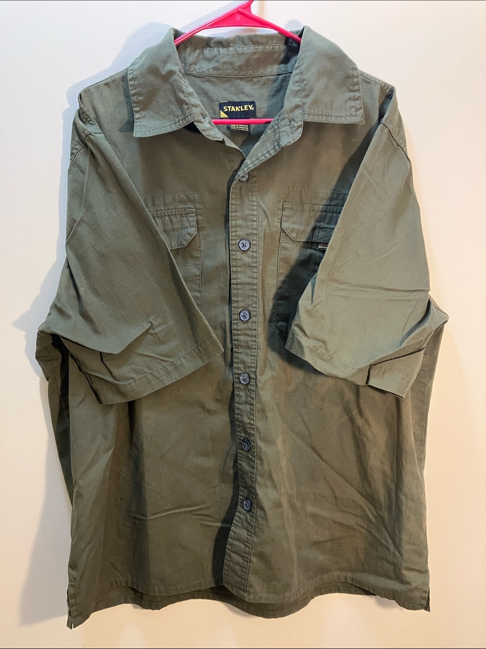 Stanley Olive Green Short-Sleeve Button Shirt